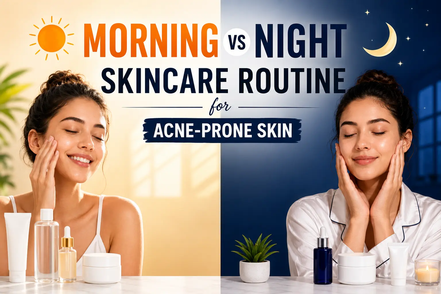 Morning vs Night Skincare Routine for Acne-Prone Skin